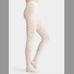 Off white and pink dainty English rose tights made in Italy NWT